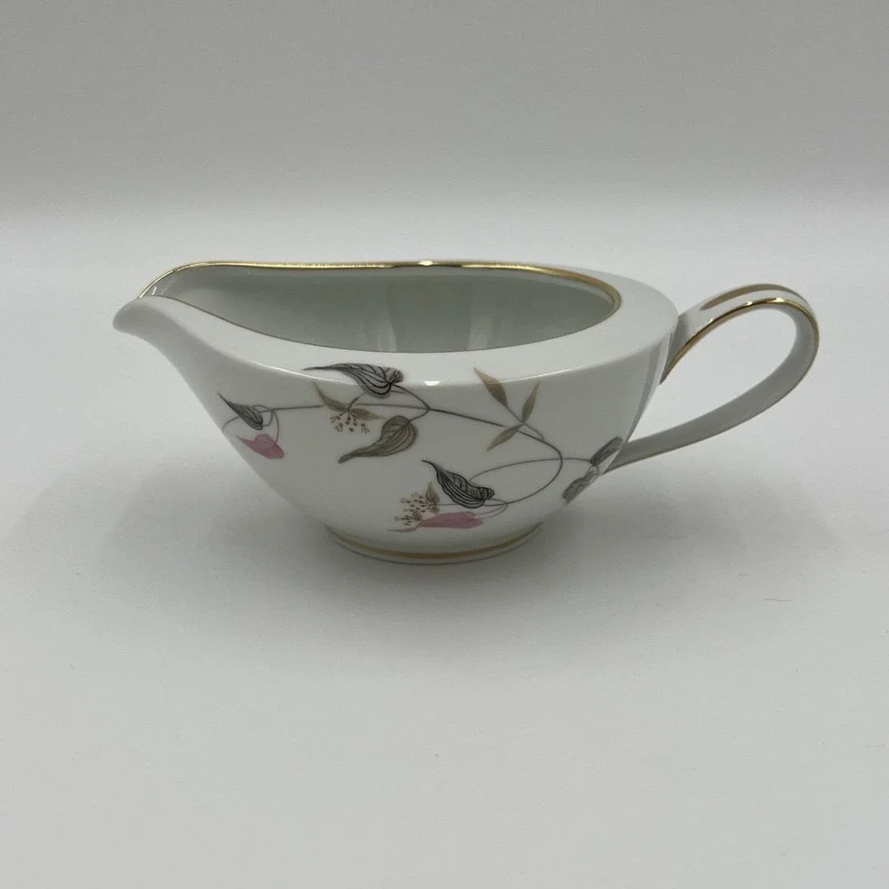 Noritake China Arden 5603 Creamer‎ Vintage White Gold Floral Porcelain Japan